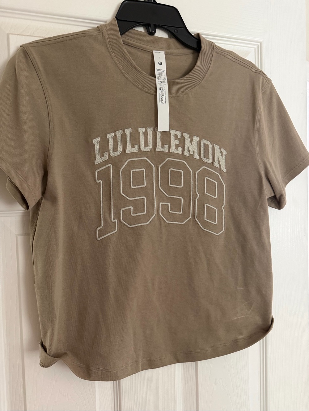 lululemon athletica Kids Short Sleeve Tee in Taupe with White Logo